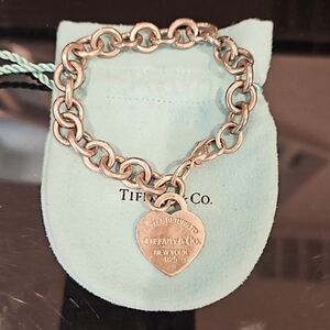 Tiffany & Co. Return to Tiffany Heart Charm Bracelet 8" Sterling Silver